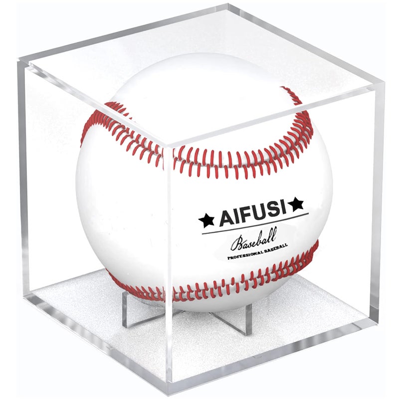 AIFUSI Baseball Display Case, UV Protected Acrylic Cube Baseball Holder Square Clear Box Memorabilia Display Storage Sports Official Baseball Autograph Display Case - Fits Official Size Ball(2 Pack - Image 1